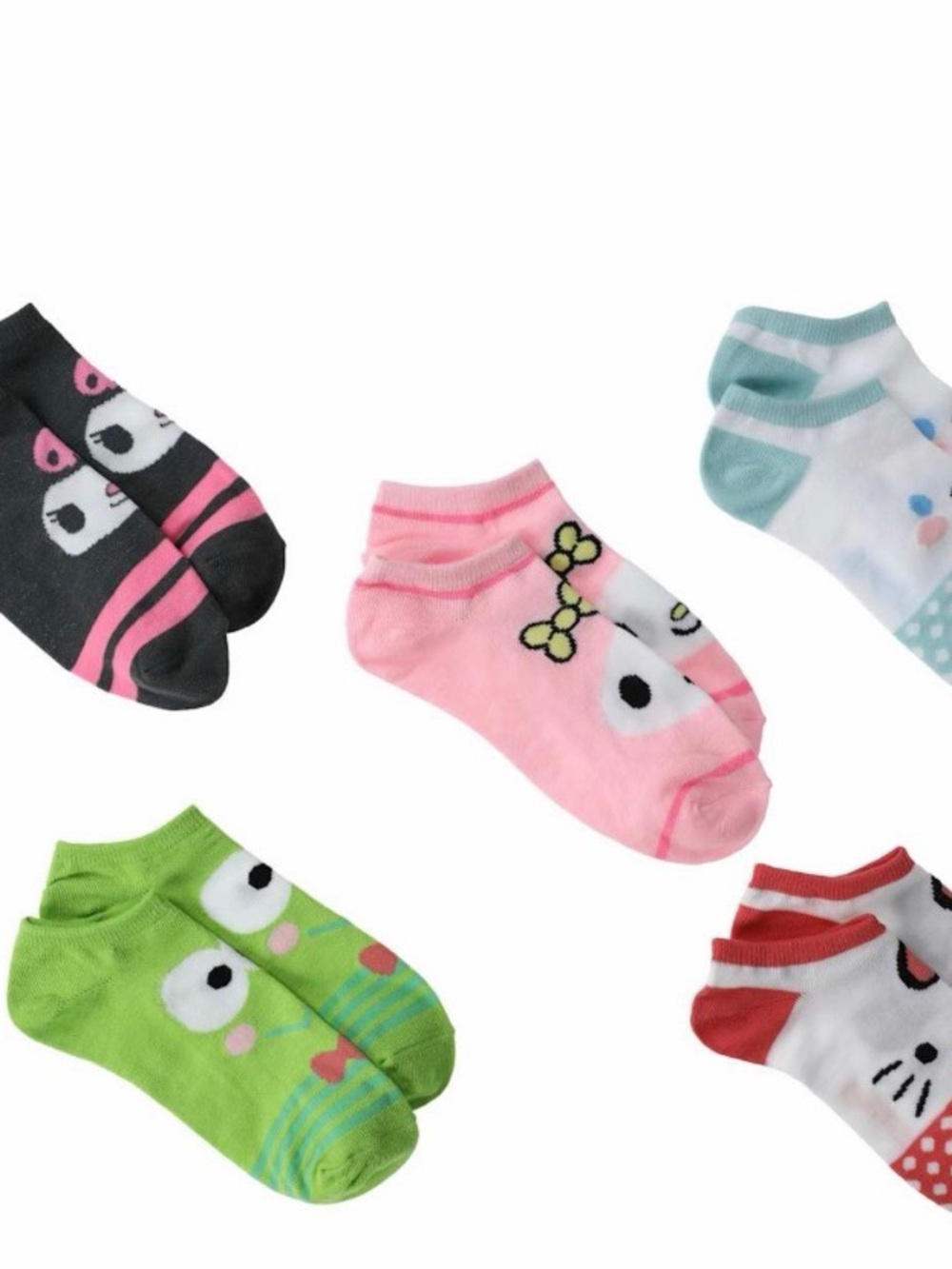 NWT HELLO KITTY AND FRIENDS NO SHOW SOCKS 5-PACK